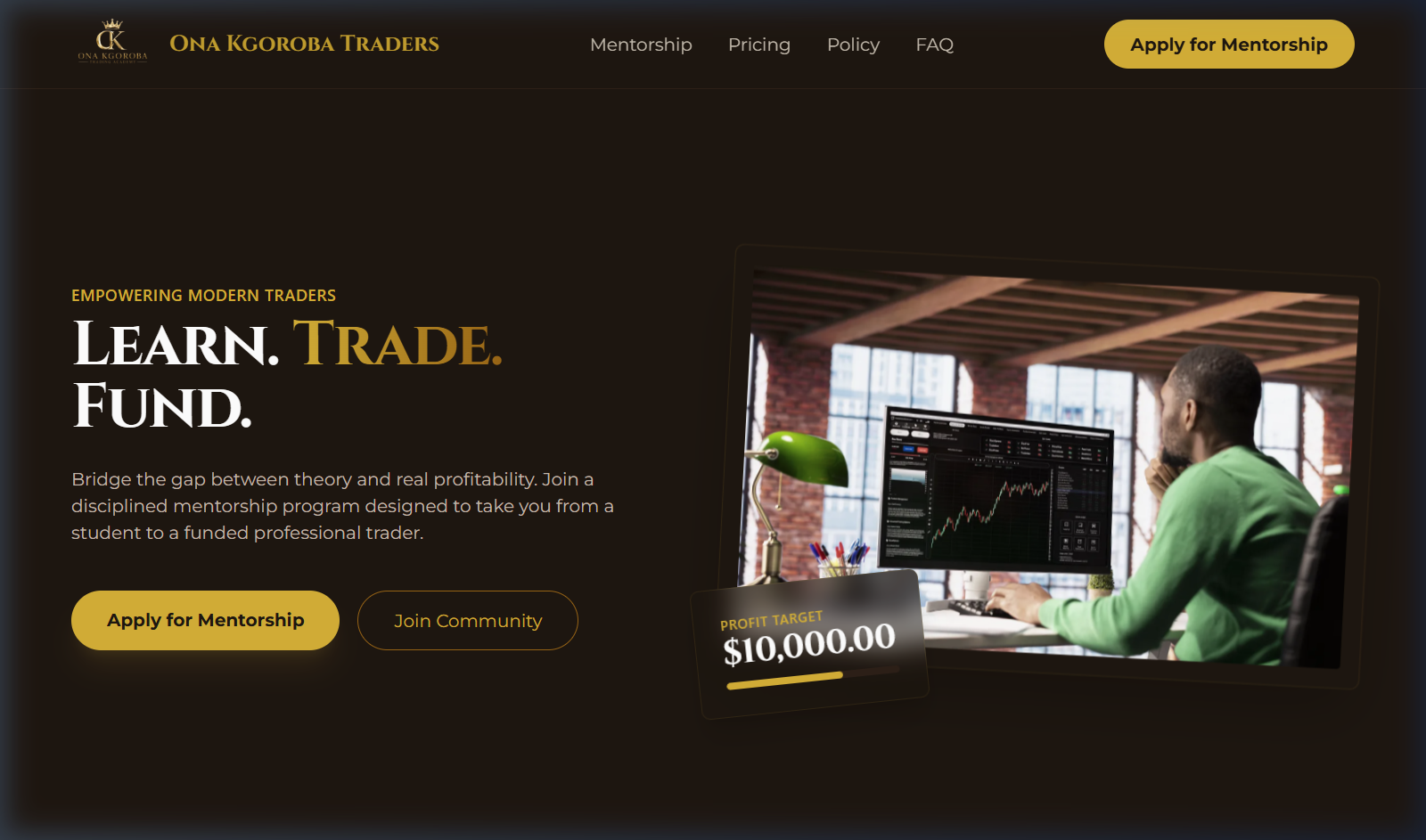 Ona Kgoroba Traders website screenshot